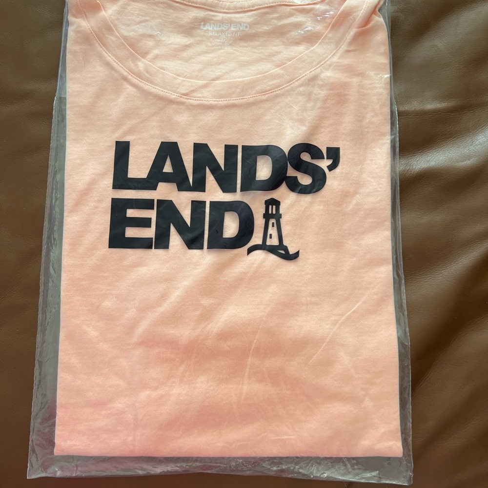 Lands’ End Women's Relaxed Supima Cotton Crew Neck T-Shirt.Tropical Peach; Sz 1X - Picture 4 of 4